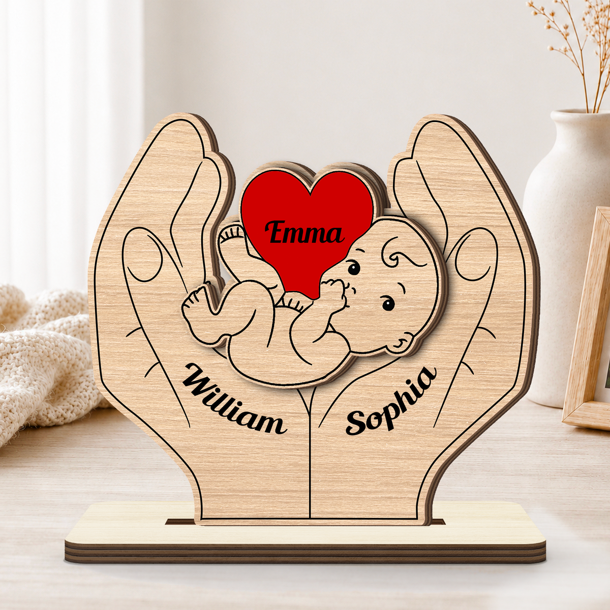 Baby New Born - Personalized 2-Layered Wooden Plaque - Christmas Decor