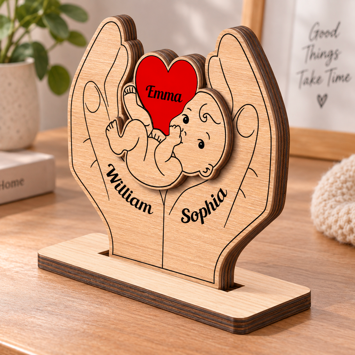Baby New Born - Personalized 2-Layered Wooden Plaque - Christmas Decor