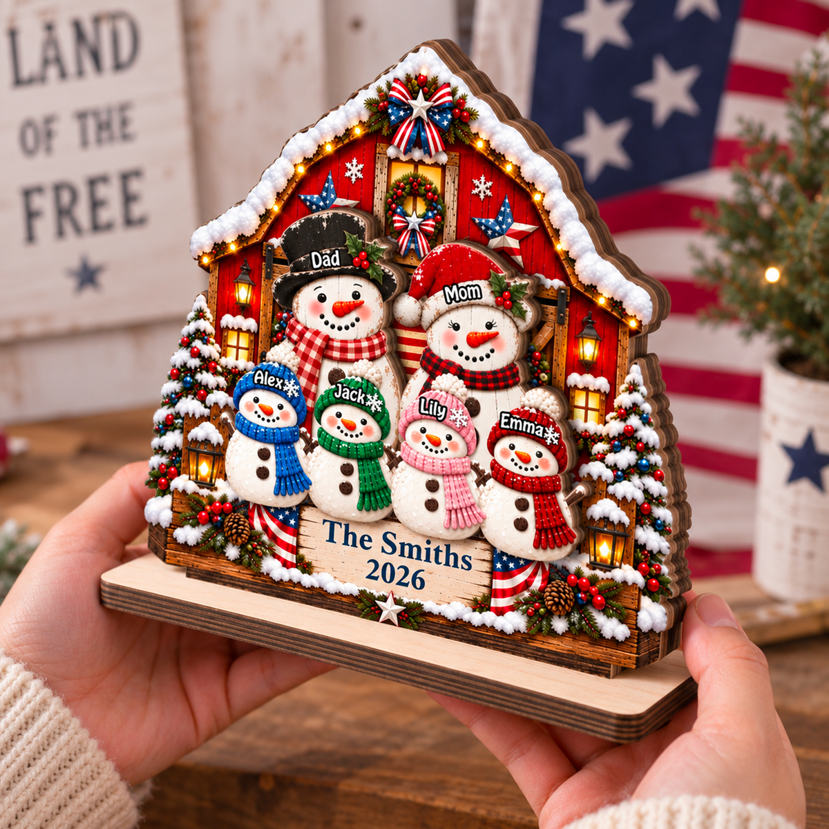 Our Family - Personalized 2-Layered Wooden Plaque - Christmas Decor