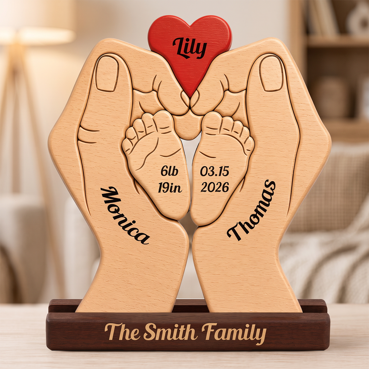 Baby New Born — Personalized Wood Family Keepsake