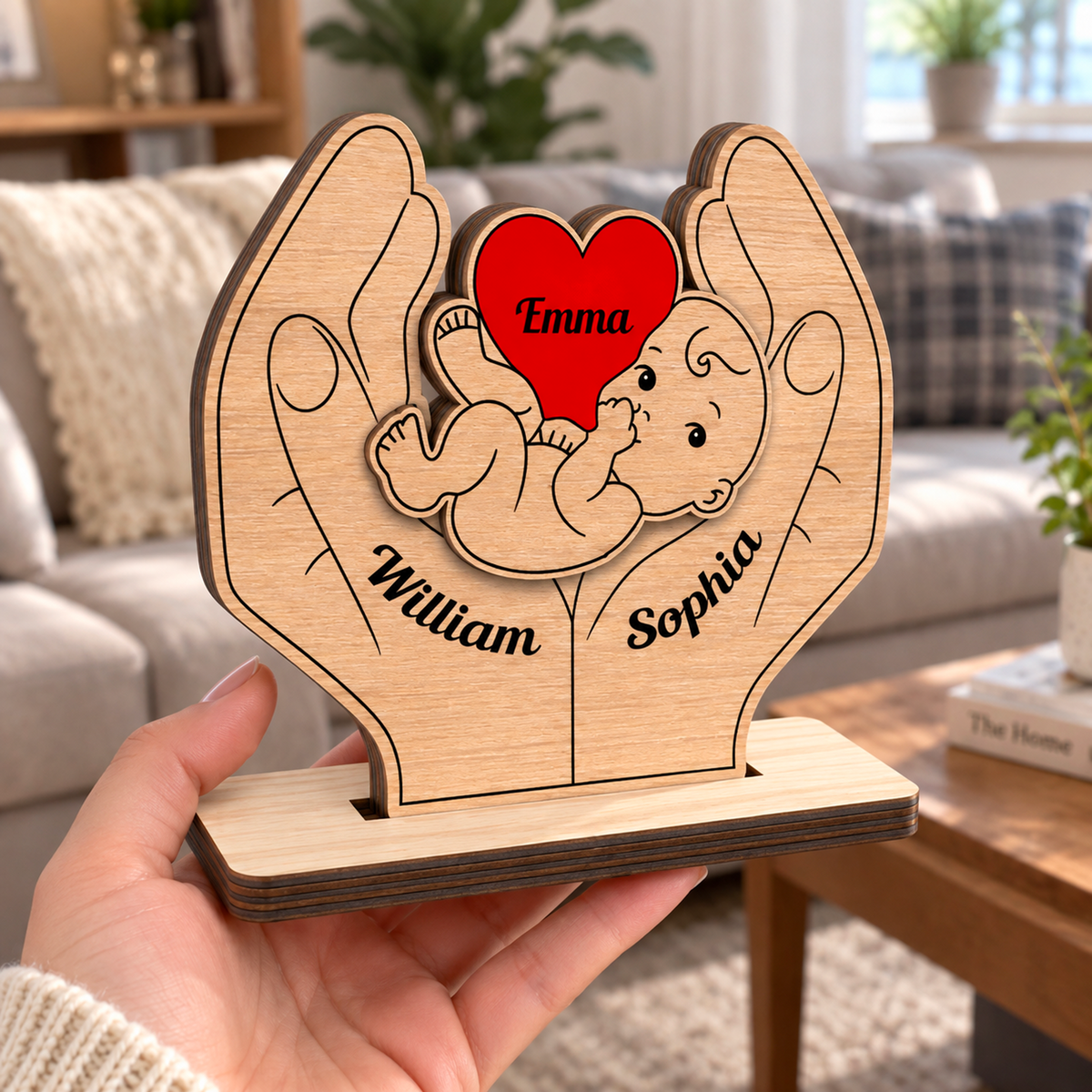 Baby New Born - Personalized 2-Layered Wooden Plaque - Christmas Decor
