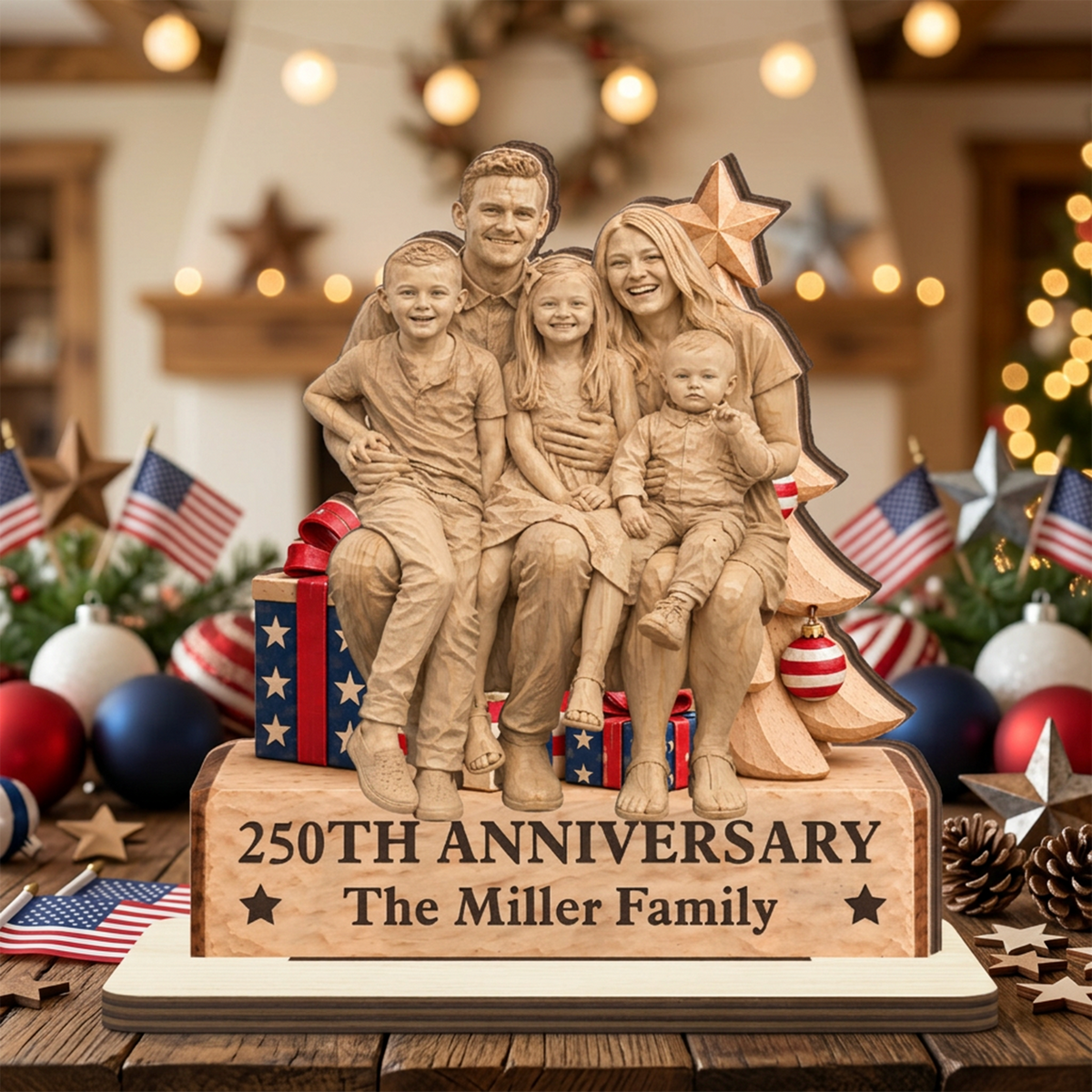 Our Merry Beginning - Personalized 2-Layered Wooden Plaque - Christmas Decor