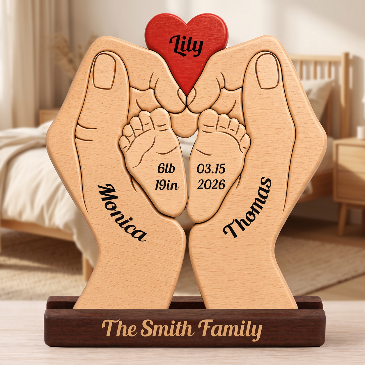 Baby New Born — Personalized Wood Family Keepsake