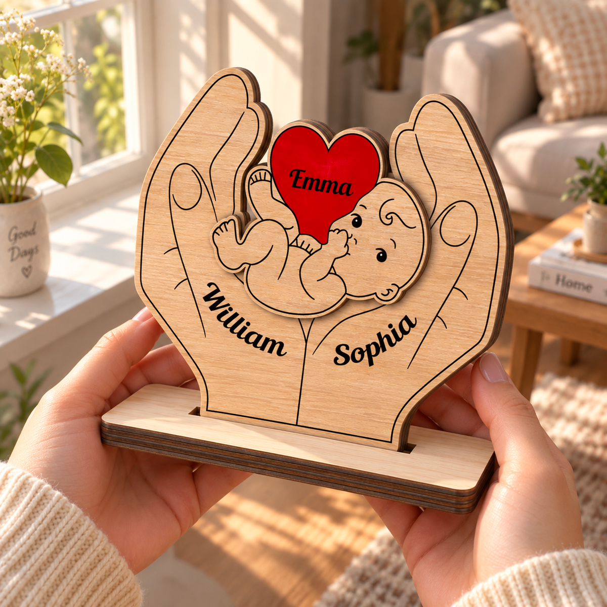 Baby New Born - Personalized 2-Layered Wooden Plaque - Christmas Decor