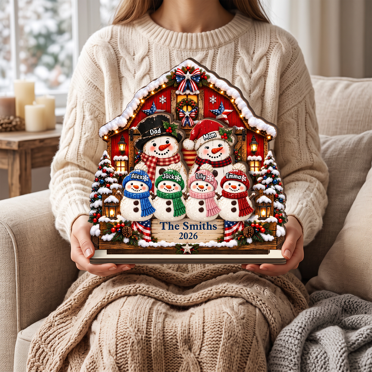 Our Family - Personalized 2-Layered Wooden Plaque - Christmas Decor