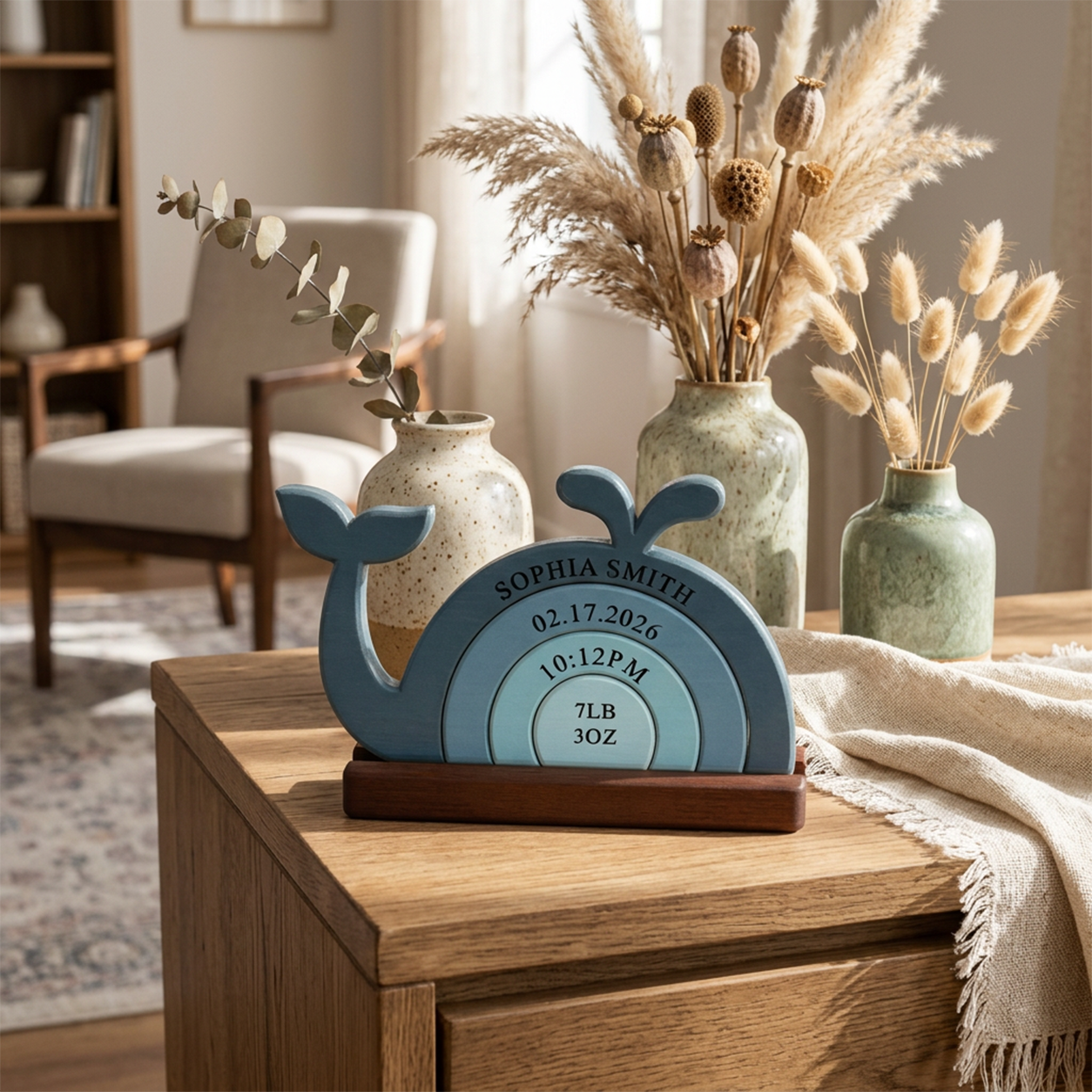 New Born Baby Milestone Keepsake  — Personalized Family Heirloom Wood Keepsake