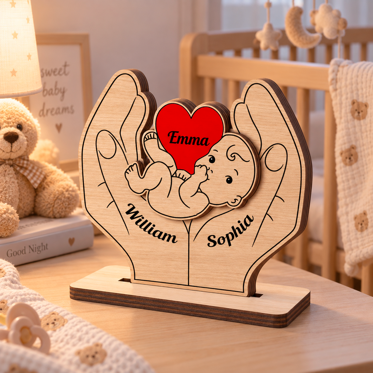 Baby New Born - Personalized 2-Layered Wooden Plaque - Christmas Decor