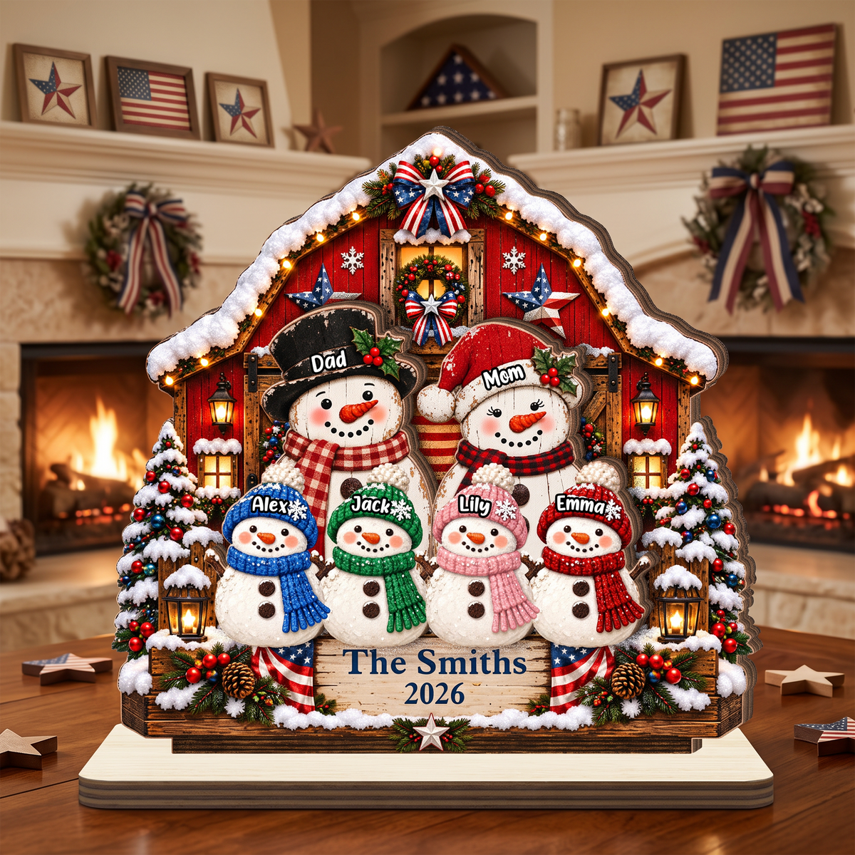 Our Family - Personalized 2-Layered Wooden Plaque - Christmas Decor