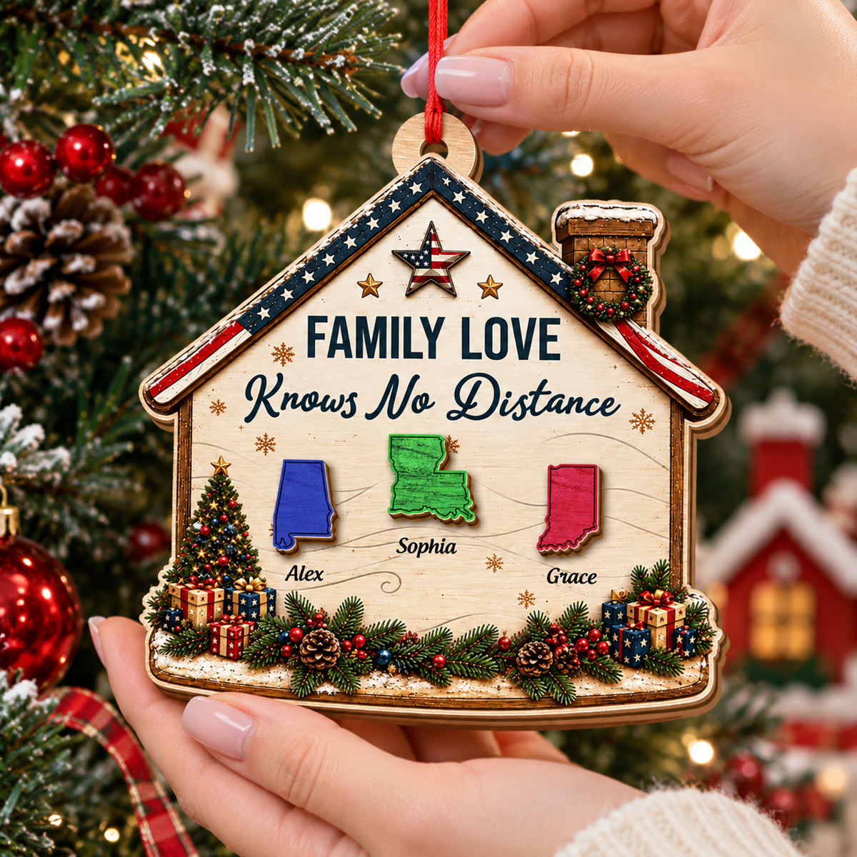 American We Stand - Personalized 3-Layered Wooden Ornament