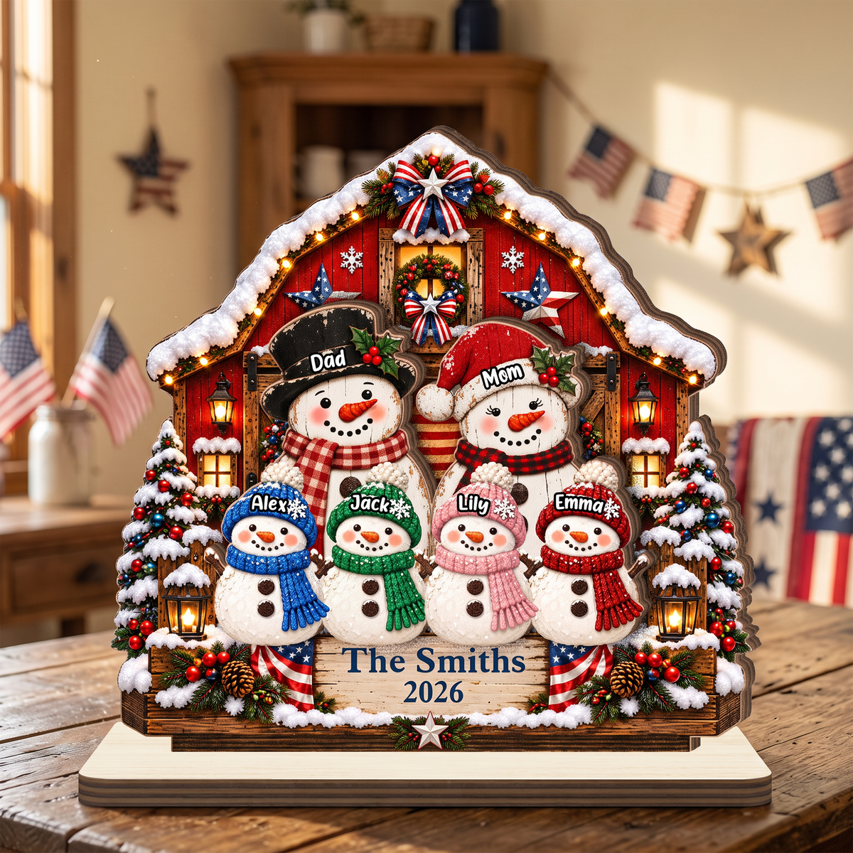 Our Family - Personalized 2-Layered Wooden Plaque - Christmas Decor