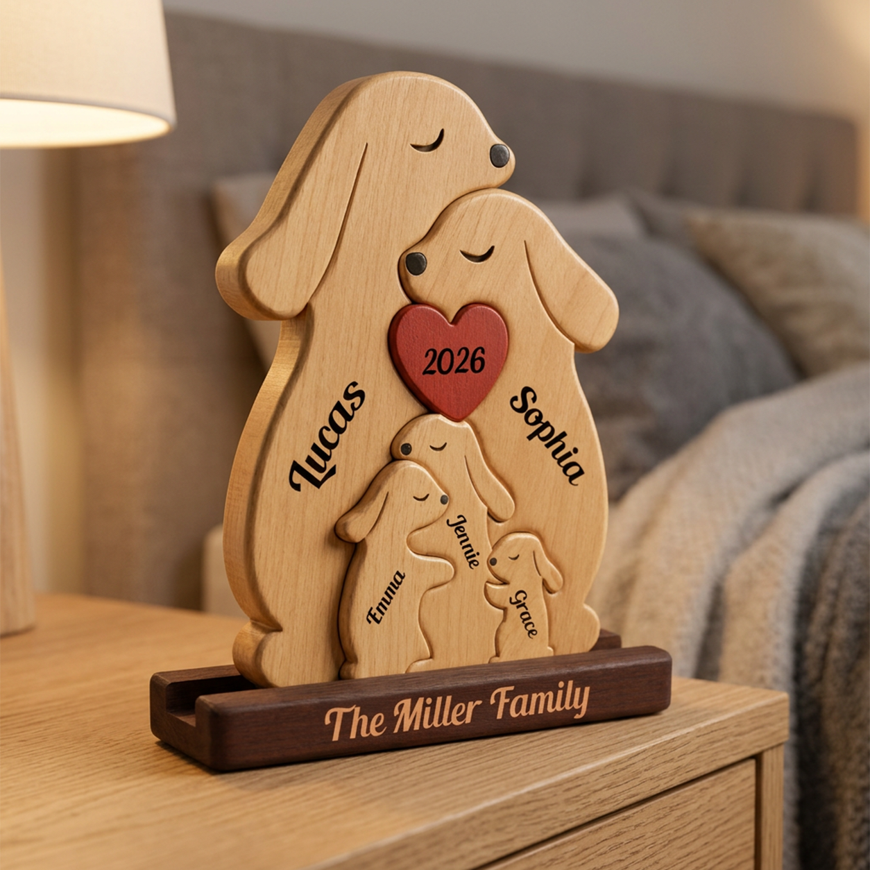 Bunny Family — Personalized Family Wood Keepsake