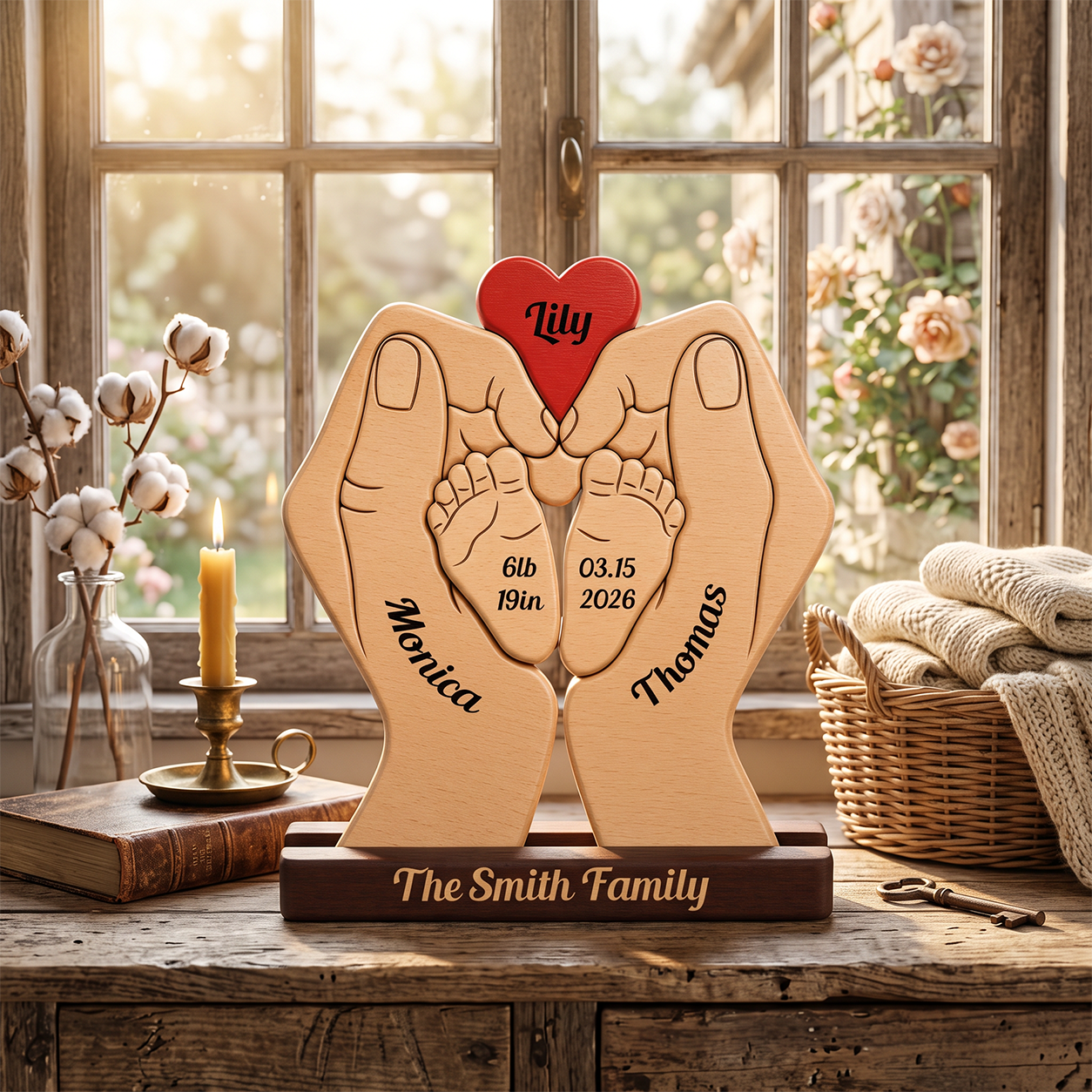 Baby New Born — Personalized Wood Family Keepsake