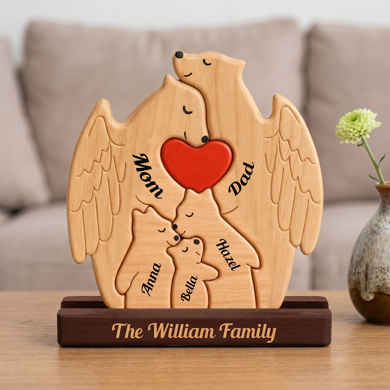 Personalized memorial wooden family puzzle plaque 