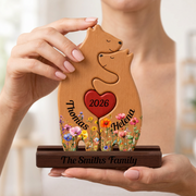 Wooden bear with flowers