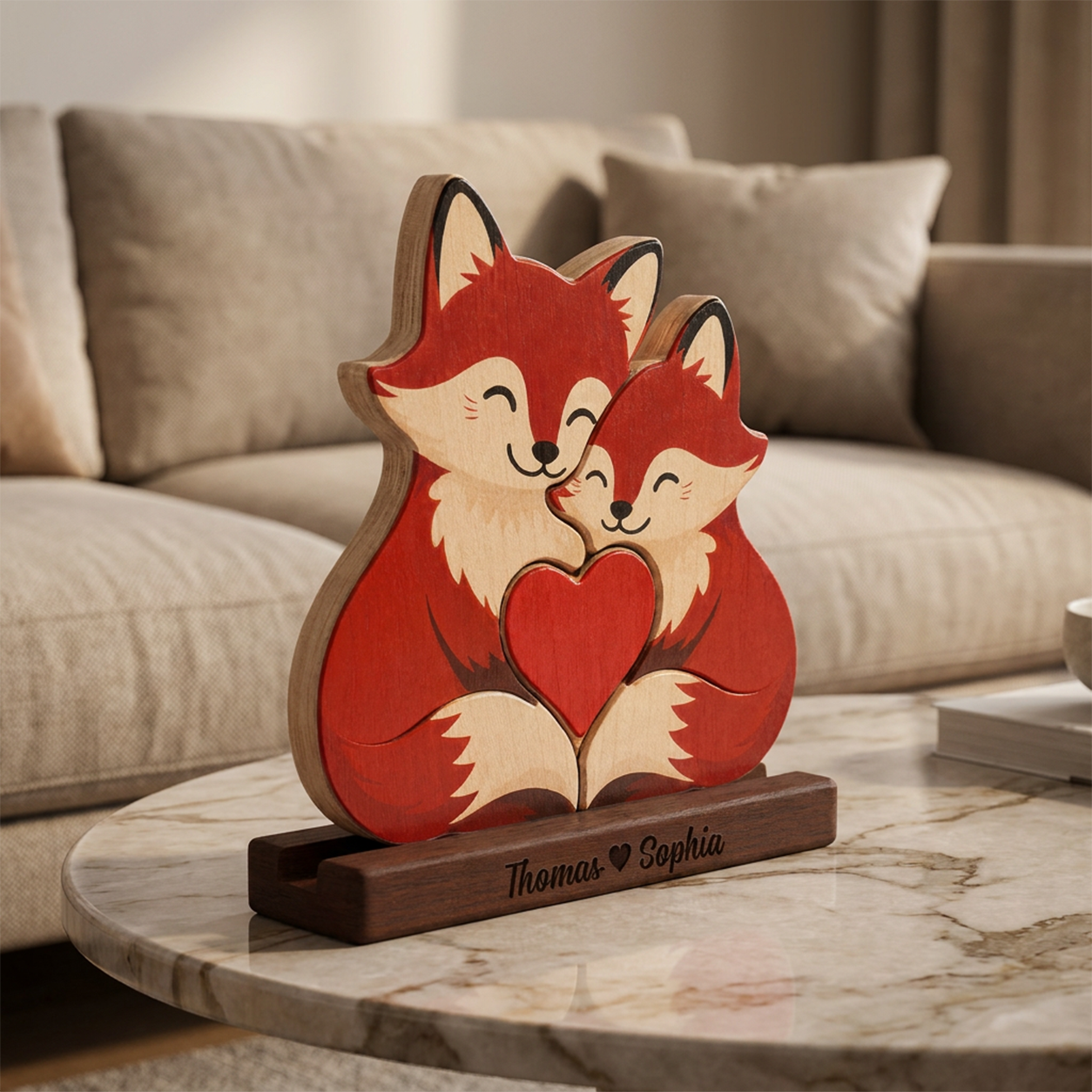 Fox Family — Personalized Family Wood Keepsake