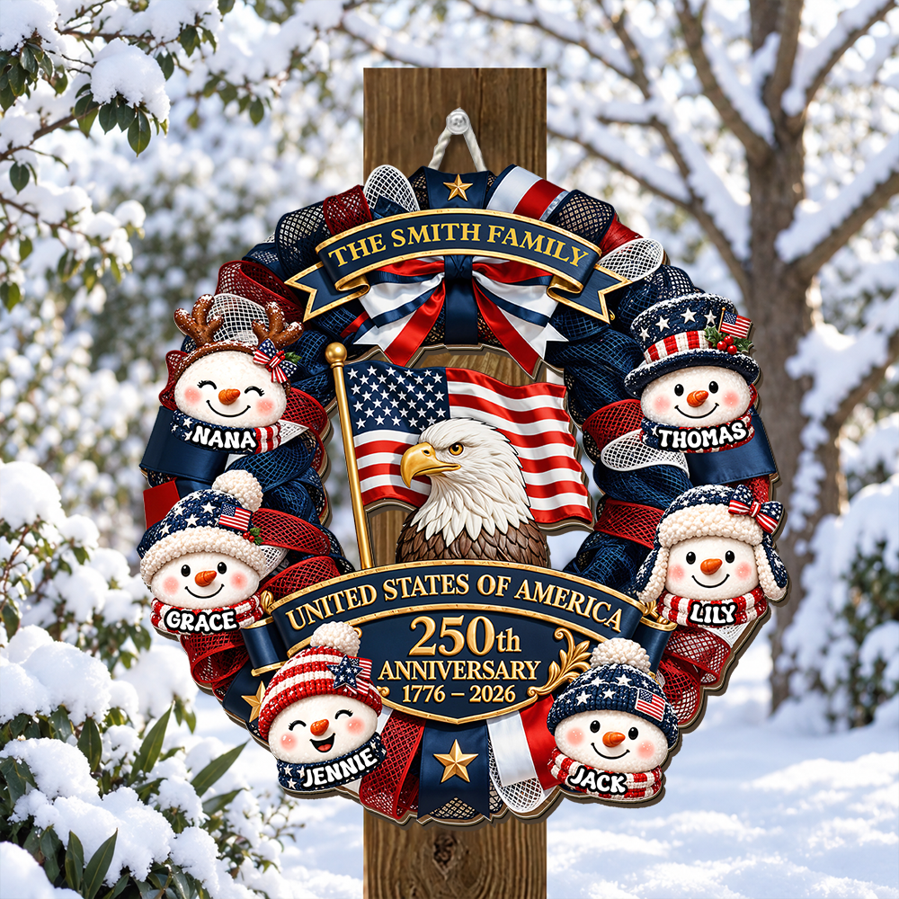 Trending 250 Years Snowman Wreath - Personalized Wood Sign - Christmas Decoration For Porch, Window, Door