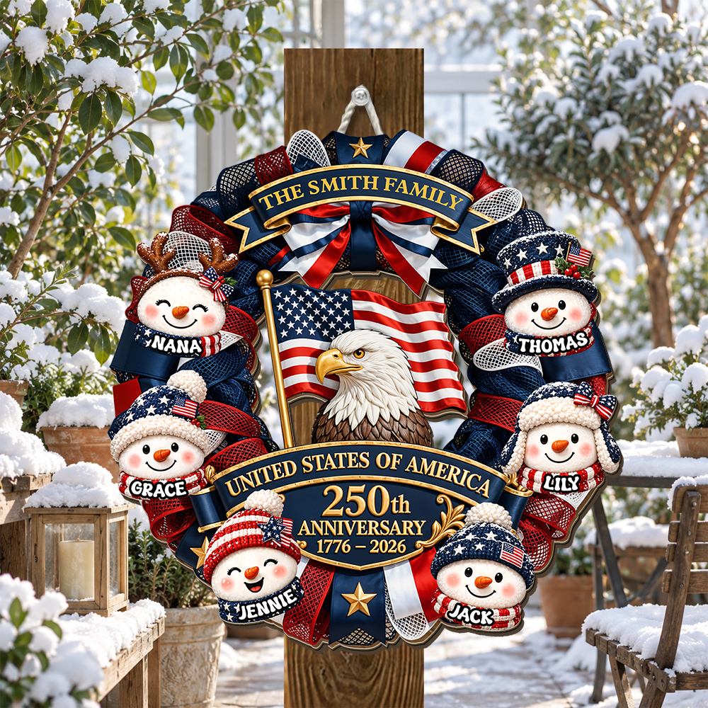 Trending 250 Years Snowman Wreath - Personalized Wood Sign - Christmas Decoration For Porch, Window, Door