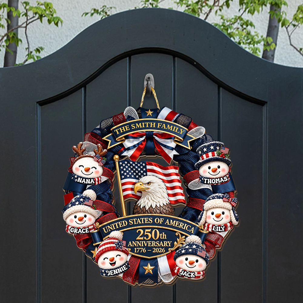 Trending 250 Years Snowman Wreath - Personalized Wood Sign - Christmas Decoration For Porch, Window, Door