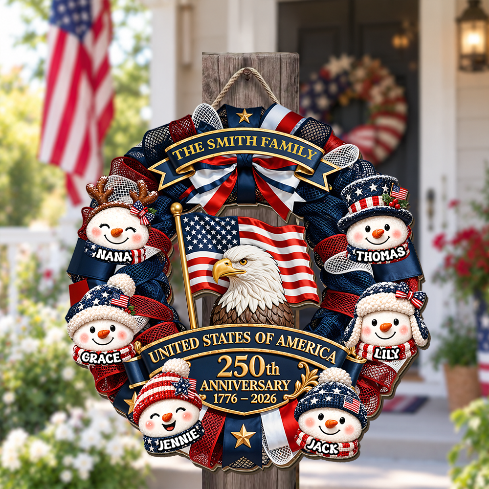 Trending 250 Years Snowman Wreath - Personalized Wood Sign - Christmas Decoration For Porch, Window, Door