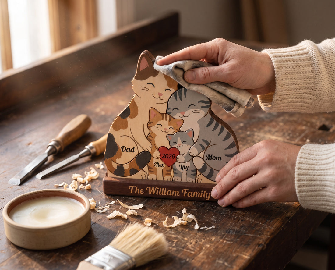 Handcrafted personalized wooden family keepsake by The 79 Iron