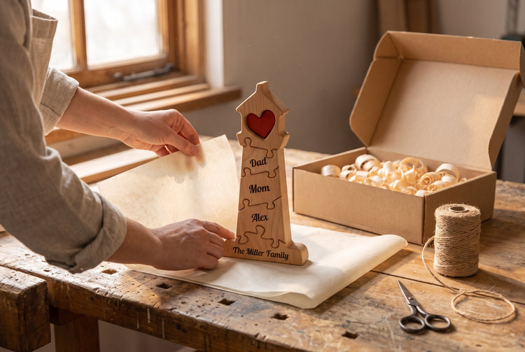 Each keepsake wrapped and boxed by hand before it ships